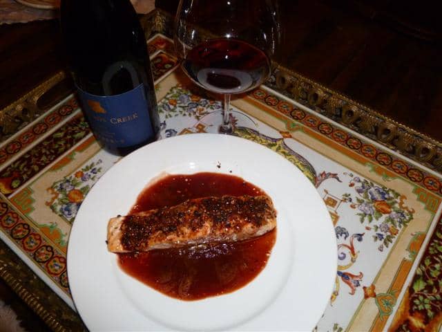 Learn how to make melt-in-your-mouth salmon in a delicious Pinot Noir sauce.