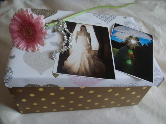A wedding keepsake or memory box is a creative and personal way to preserve special memories from your wedding. Here is mine.