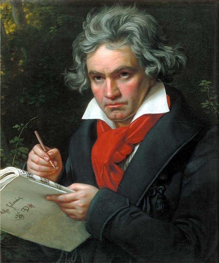 Painting of Beethoven around 1819–1820. In his hand is the score he was currently working on, the Missa Solemnis.