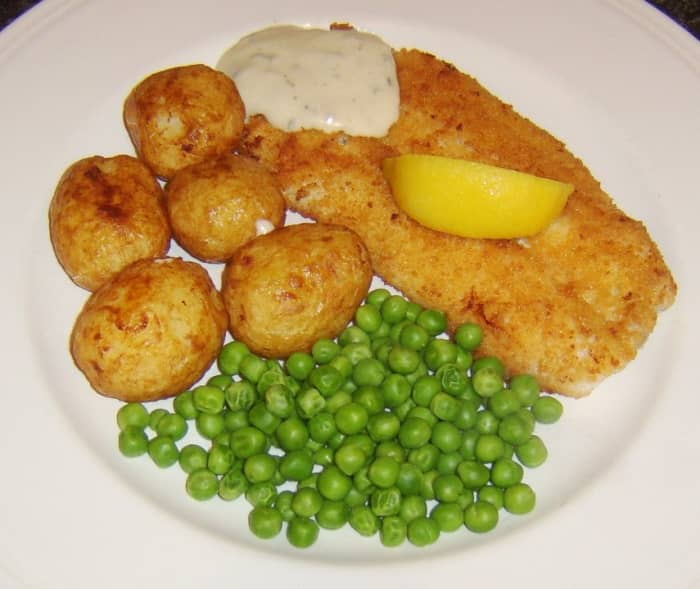 Breaded and pan-fried haddock with roast potatoes and tartare sauce is one of the recipes found on this page.