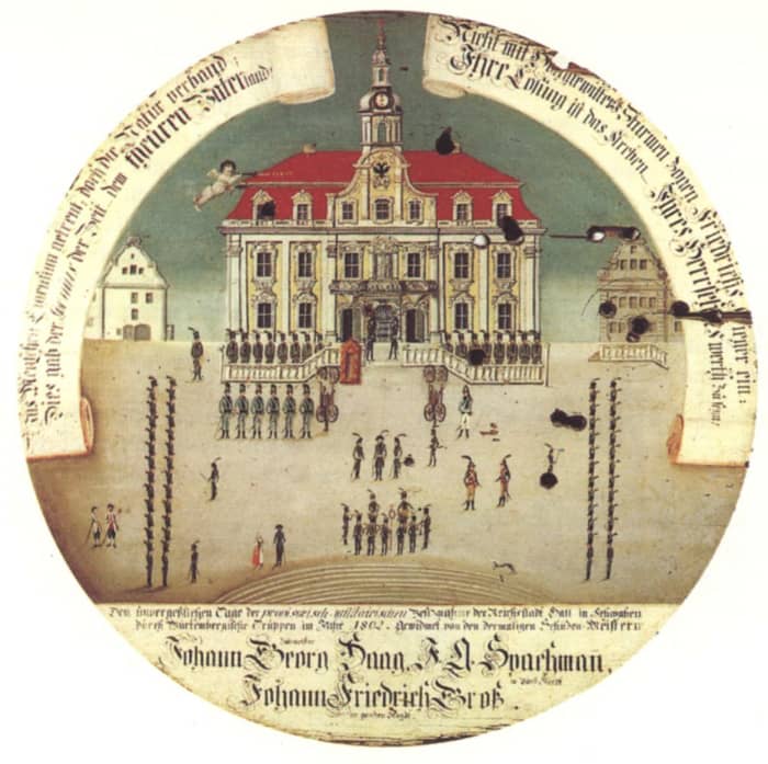 The 1802 mediatization of Hall in contemporary imagery, Schwabisch Hall is where the novel takes place.