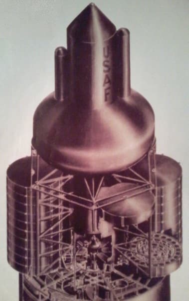 The upper interior of the rocket.