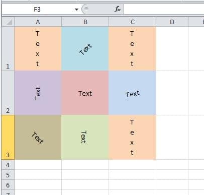 angle text in excel file