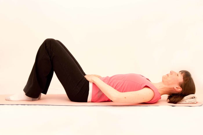 Place hand on abdomen to monitor expansion. Inhale as you expand, hold breath for count of 123456789 and then release air.