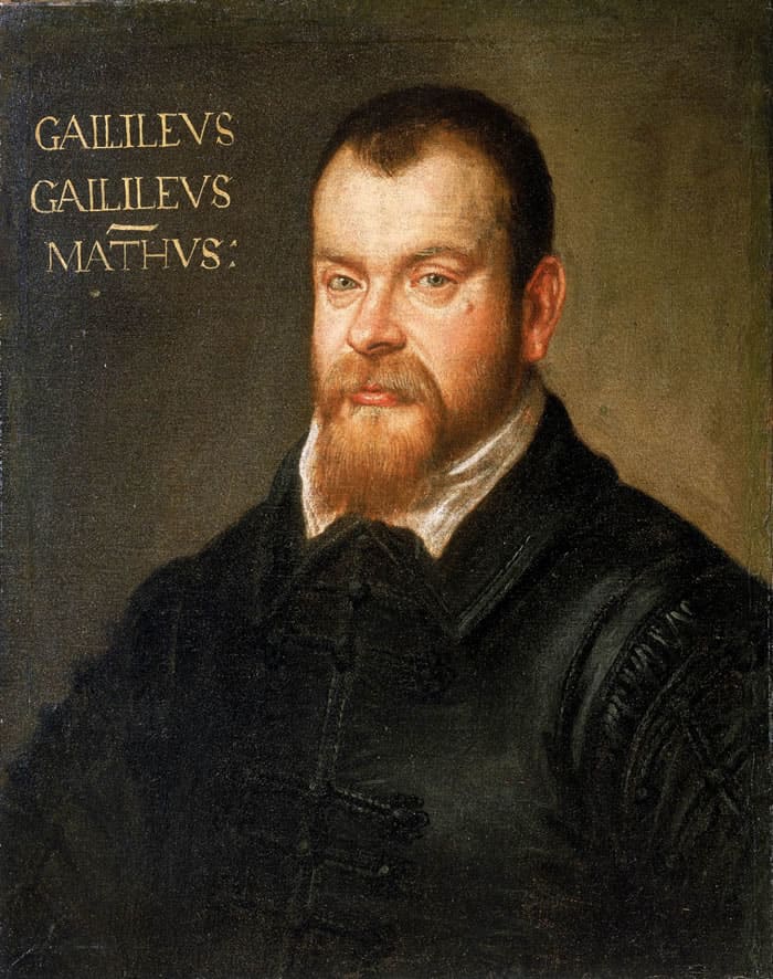 Portrait of Galileo Galilei (Feb. 15, 1564-Jan. 8, 1642) by artist Domenico Tintoretto (1560-1635). Painting dated around 1605-1607.