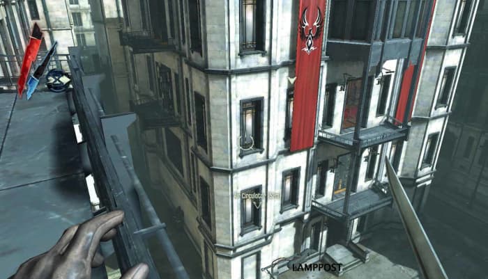 Dishonored Knife of Dunwall Neutralize Timsh. Know your surroundings near Timsh's buidling. Blink to the second floor balcony and then to the lamp post and from there to the third floor and across to apartments 7 and 10 on the left.