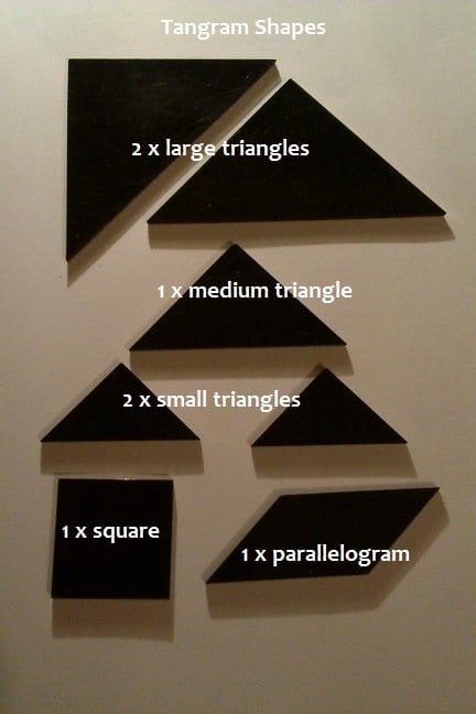 The shapes of the Chinese tangram game are always the same, but they can be made any size.