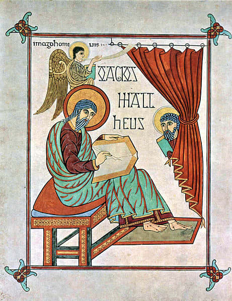 Created around the same time as Caedmon's Hymn - the Lindisfarne Gospels (8th century).