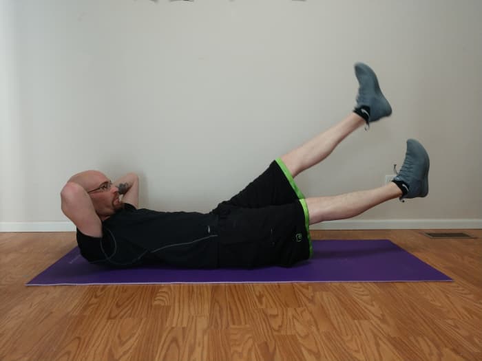 To do flutter kicks, lie flat on the floor with legs fully extended. Then move legs quickly up and down, alternating sides.