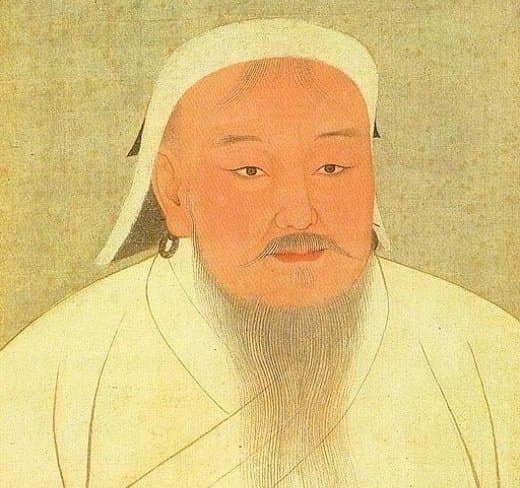 A 14th century portrait of Genghis Khan, copied from a Mongolian original that was commissioned by his grandson, Kublai Khan.
