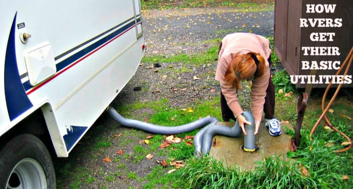 RVers connect their campers, trailers and motorhomes to water, sewer and electric outlets that are available.