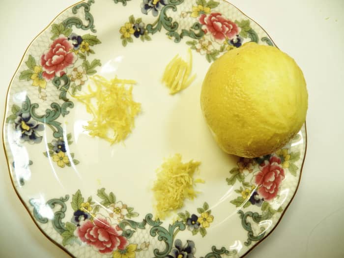 Left: zested peel; top: peel cut with a knife; bottom: grated peel.