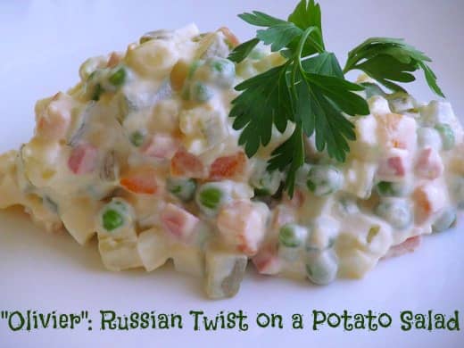Russian salad "Olivier" is often made for holidays and special occasions. It can also be served at breakfast, lunch and dinner.