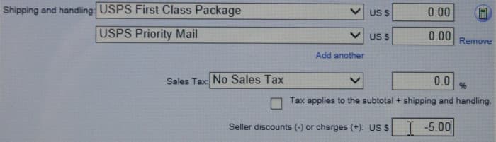 This is the eBay invoice form where a seller can issue a discount before a buyer pays for their purchases.