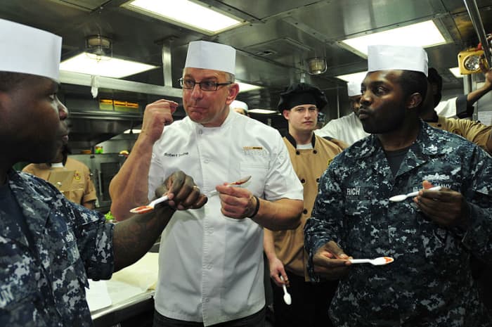File: Official US Navy Imagery - Chef Robert Irvine Talks With Navy Cooks.jpg Official Navy Page from US MC1 John Parker/US Navy