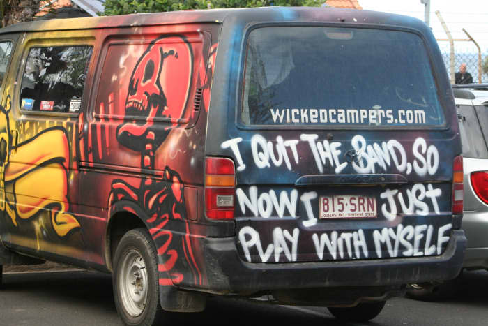 The best kind of slogan is one where adults get the joke without needing to explain what it means to a child who is learning to read. It's a fine line and most parents try to avoid sitting behind a Wicked van in traffic.