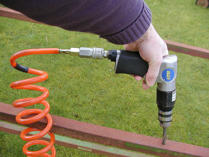 Air drill with coiled air letch.