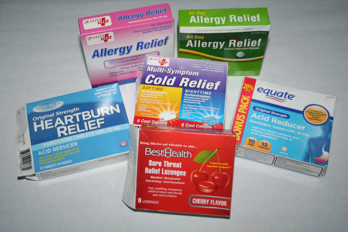 All of these over-the-counter common medications came from Walmart for only 88 cents a box!