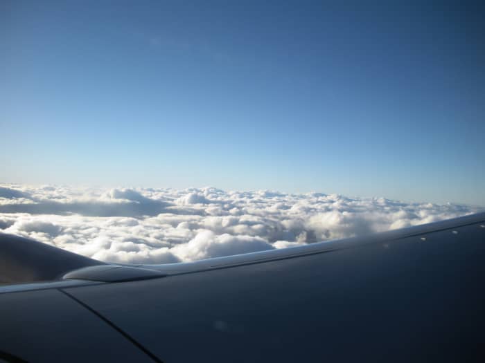 A trip in a plane gives you a chance to see clouds from above. Haven't you always wondered what they look like? If you're really lucky, you'll get to see them at sunset. :)
