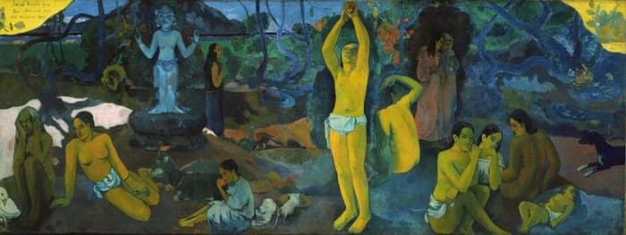 "Where Do We Come From? What Are We? Where Are We Going?" (1897) Boston Museum of Fine Arts. Paul Gauguin's masterpiece painting.