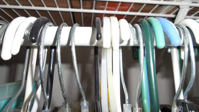 The process of weeding out clothes you don't wear is easy when you reverse the hangers at the beginning of the year, and rotate them after you wear them. Anything left facing the wrong way, at the end of the year, gets tossed or donated.Photo by AMB