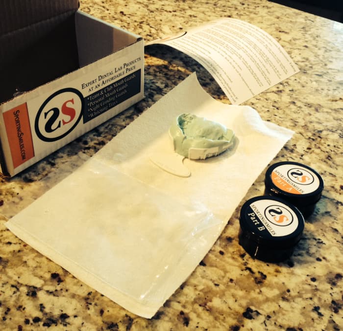Sporting Smiles Impression kit includes: instructions, impression material and tray, prepaid mailing label and you will receive a retainer case in the color of your choice