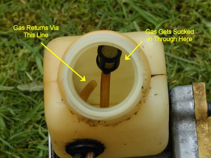 Fuel lines in tank, the intake line has a filter.