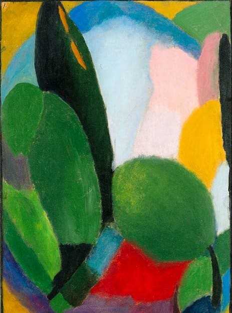 “Variation” by Alexej von Jawlensky, circa 1916. This is an example of abstract art in which the image itself and the materials used to make it are what matters rather than anything it might seem to represent.