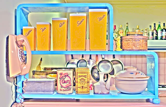 Vintage canisters are an affordable way to make your retro design statement.