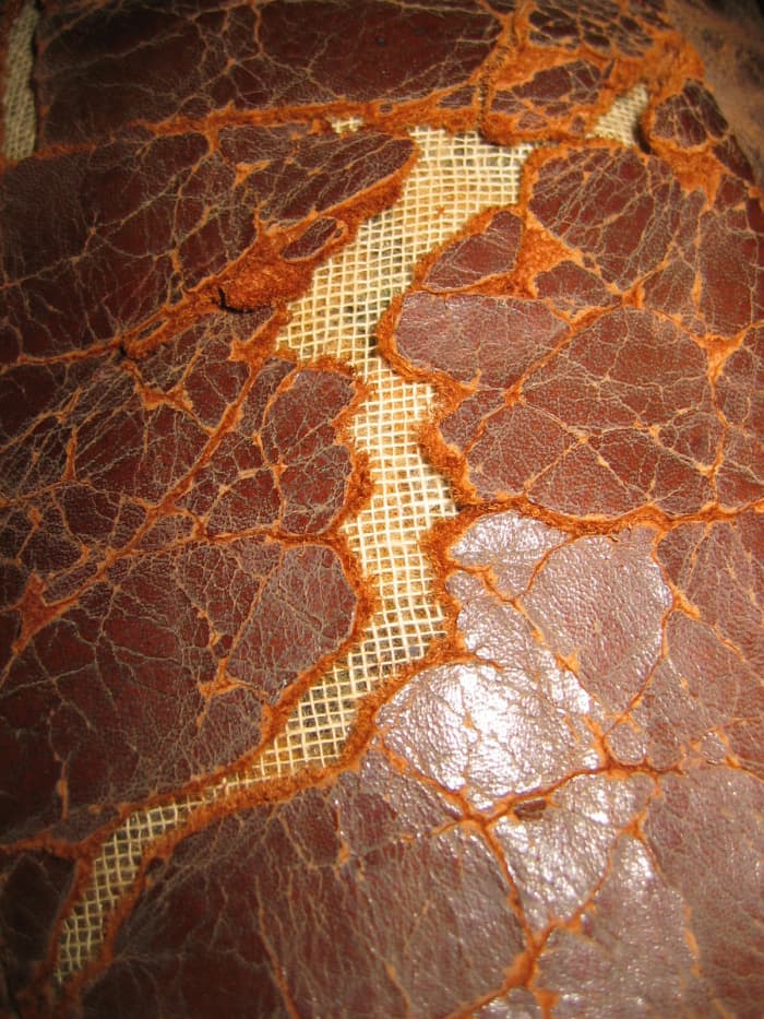 Badly dry rotten leather can not be sewn...every stitch will create further damage that may be irreparable.
