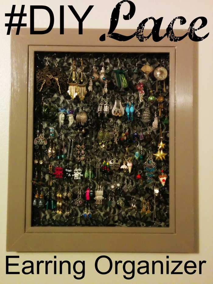 With just some lace and an old picture frame, you can create a beautiful earring organizer.