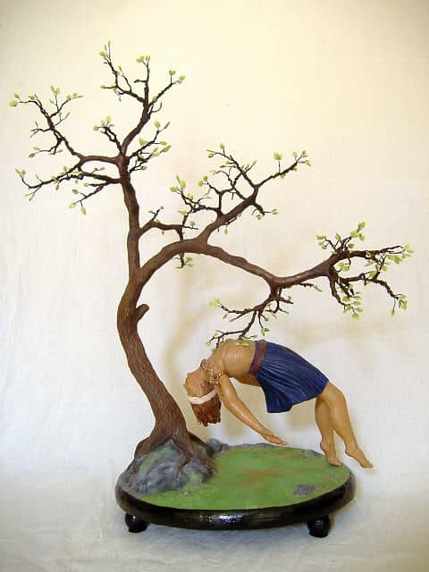 This is my sculpture 'Odin's Runesong' which was one of my first experiments with creating a sculpture with an extreme balancing pose.