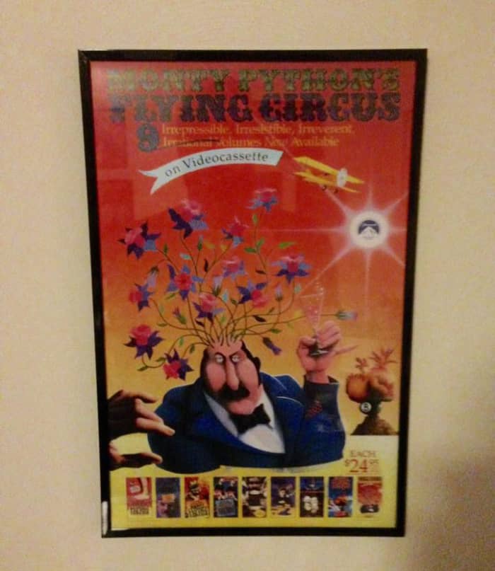 For this poster, my son used stick-on nails for hanging. The frame already had a saw-tooth hook on the back.