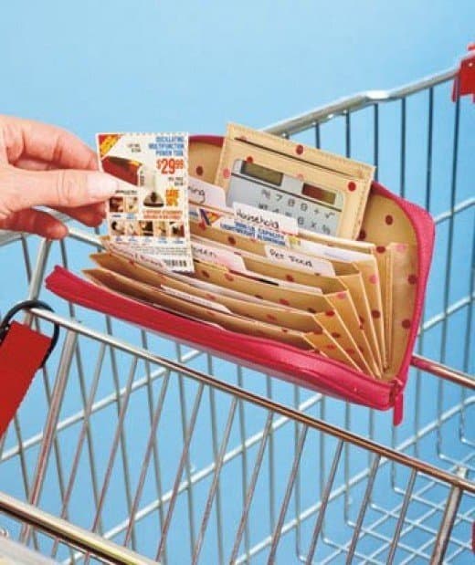 Buxton organizer. Coupon wallets are a great way of storing your coupons. You can put coupons that are close to their expiry date in a separate pocket and organize the rest according to category of food, or which store they relate to.