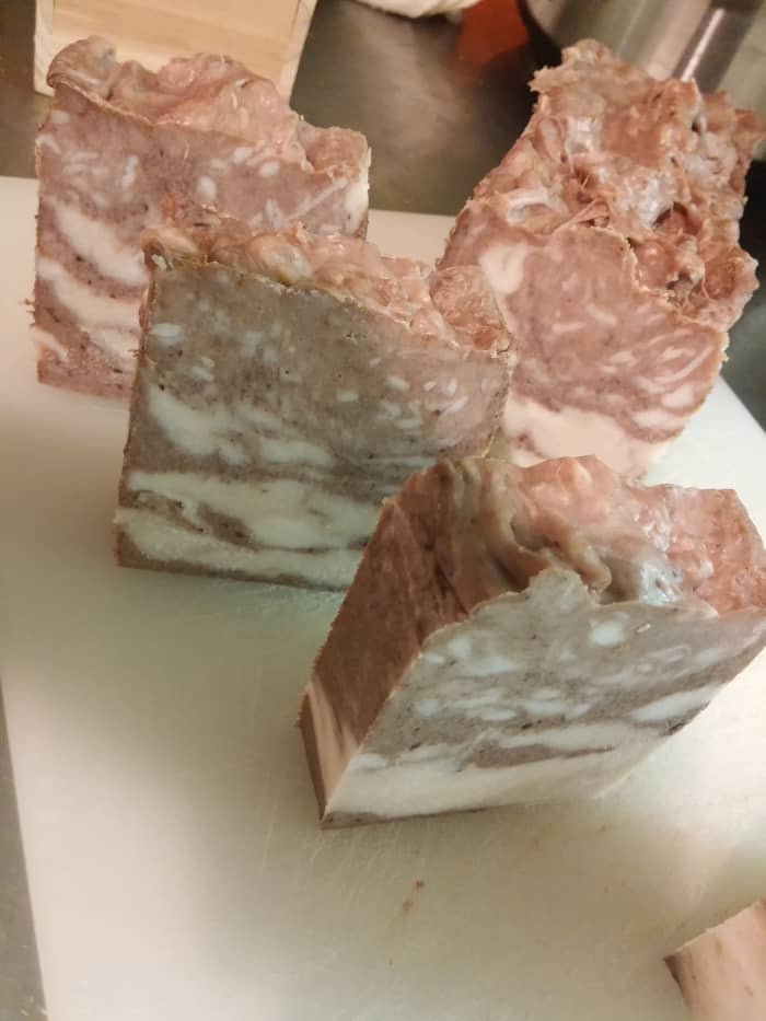 Although these look like slices of chocolate marble cake, they're actually the result of a process involving rebatch soap base. Read on to learn more!