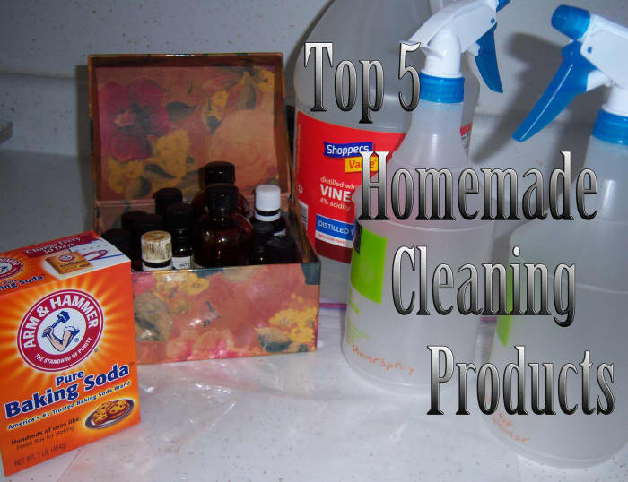 You'll be surprised at how many homemade cleaning products you can make with vinegar, essential oils, water, dishwashing detergent and baking soda.