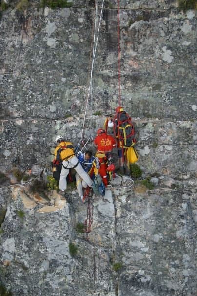 This rescue occurred on Table Mountain, Cape Town, South Africa, said to be one of the most difficult rescue operations in years.