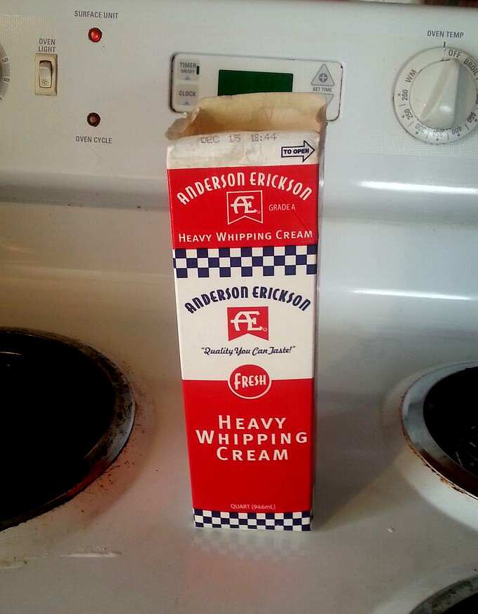 Soap poured into a cream carton