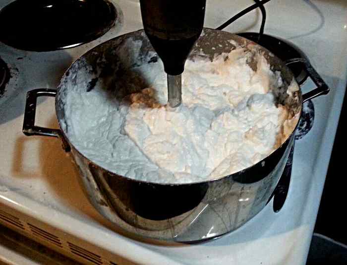 Finished laundry butter is light and fluffy and creamy.