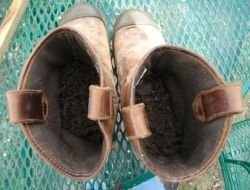 Fill old boots with potting soil