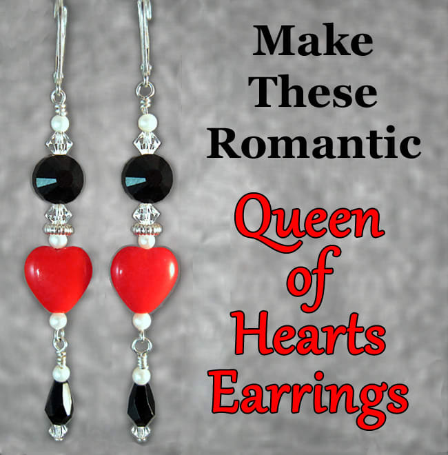 Make these beautiful, easy heart dangle earrings to wear or give as a Valentine's Day, Mother's Day, anniversary or birthday gift, or for bridal or bridesmaid jewelry gifts.