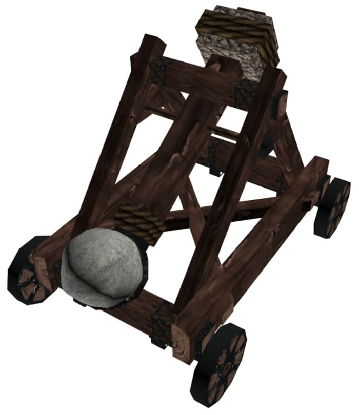A Roman catapult was used to fire heavy objects at the enemy.