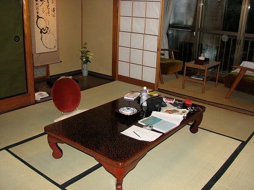 Japanese Hotel (Ryoka) Room With Shikibuton Stored Away and Tatami Mats on the Floor...The Futon Is Unrolled and Used at Night. Photo courtesy of ThisParticularGreg under Creative Commons Attribution License http://www.flickr.com/photos/thisparticul