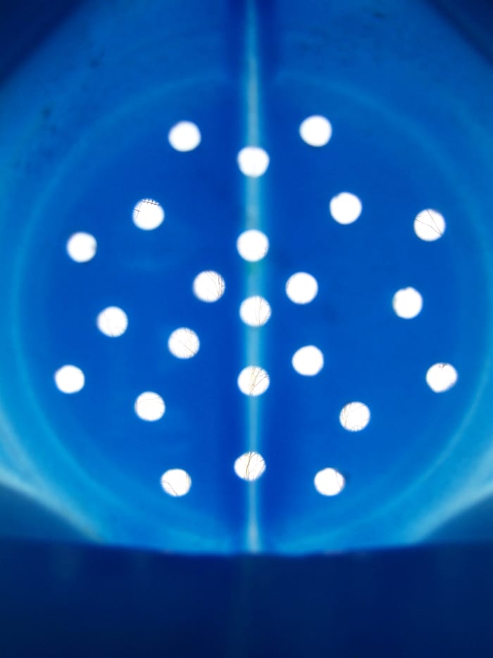 The holes don't have to make a symmetrical pattern, but you want a few around the perimeter for the next step.