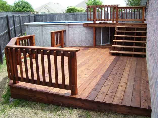 When it comes to restaining, start with the deck rail and spindles, followed by the stairs, and stain them first before the base of the deck.