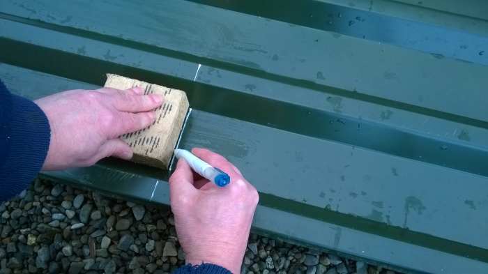 Mark valleys with a block of wood.