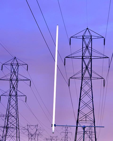 The electric field under a high voltage power line is sufficient to produce an electric discharge in a fluorescent tube.