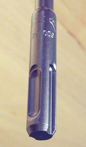Shank of an SDS drill bit.