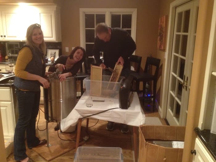Our honey extraction work area.