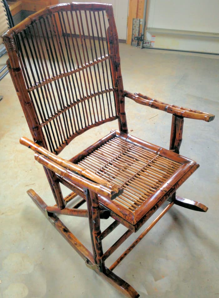 The restored and rejuvenated bamboo rocker.